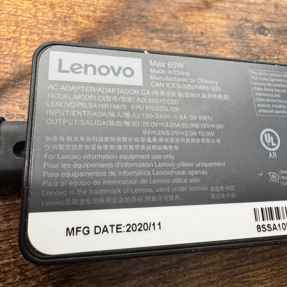 Lenevo ADLX65YCC2D 65W 20V3.25A USB Type-C AC Power Laptop Battery Charger OEM